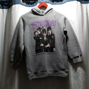 Old Navy Gray Hoodie with Purple Graphic Wednesday